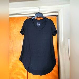 Lily & Lottie short sleeve pocket tee (2) black and cream - size large